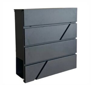 Moderner Briefkasten aus Metall mit integriertem Zeitungsfach zur Wandmontage